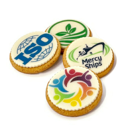 Företagstårta | Logotyp kakor, cookies med logo på toppen